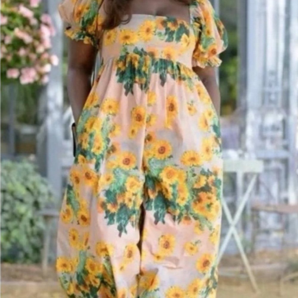 Selkie Monet Sunflowers Hamptons Jumpsuit